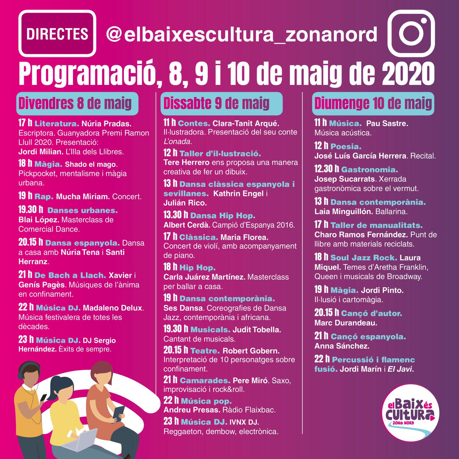 20 ajuntaments del Baix Llobregat organitzen El Baix és cultura, el primer festival  comarcal 'on line' amb un centenar d'actuacions en directe